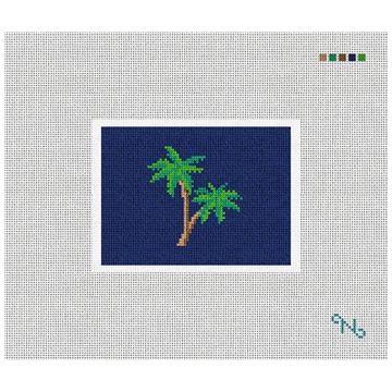 Palm Tree Needlepoint Card Wallet Kit Stitched Preview