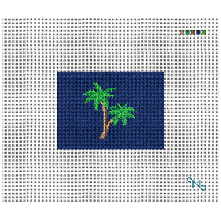 Palm Tree Needlepoint Card Wallet Kit Stitched Preview