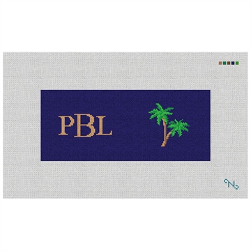 Palm Tree Needlepoint Flask Kit Stitched Preview