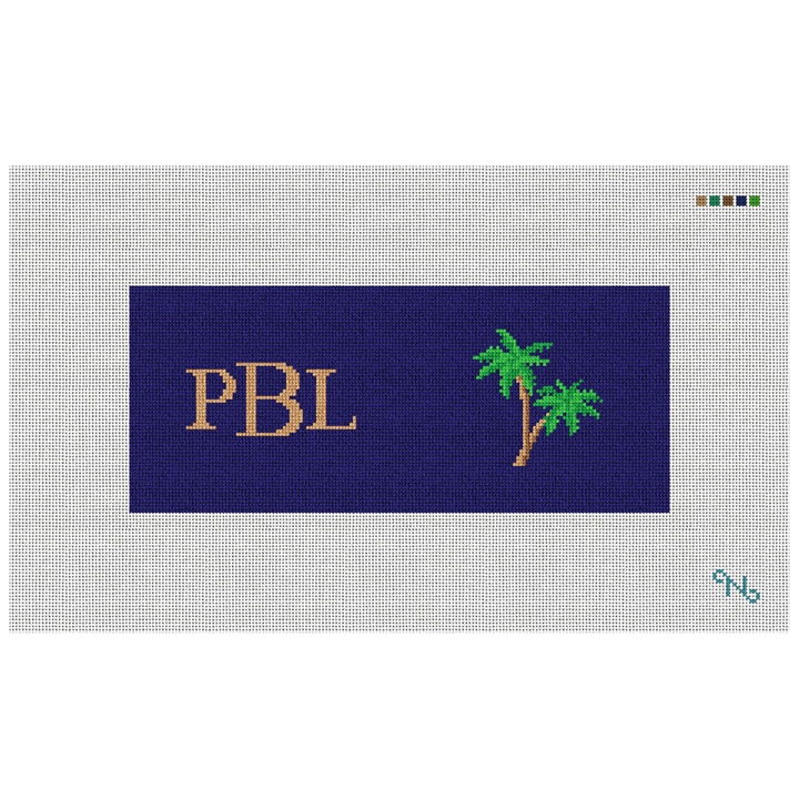 Palm Tree Needlepoint Flask Kit Stitched Preview
