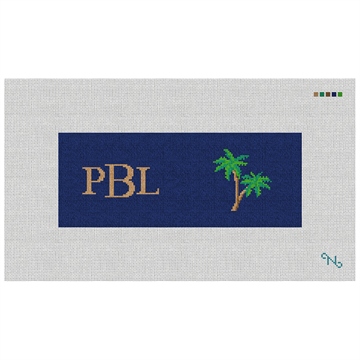 Palm Tree Needlepoint Wallet Kit Stitched Preview