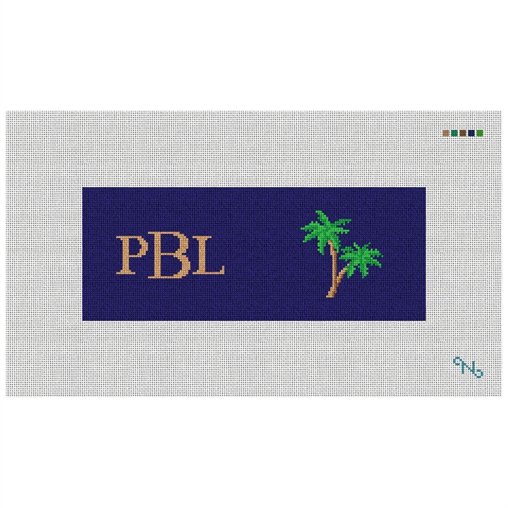 Palm Tree Needlepoint Wallet Kit Stitched Preview