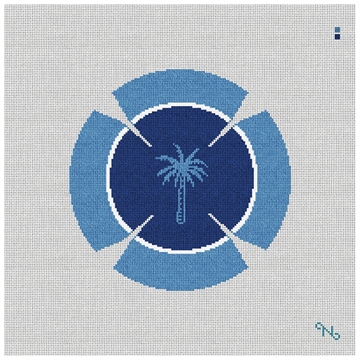 Palm Yarmulke Needlepoint Kit Stitched Preview
