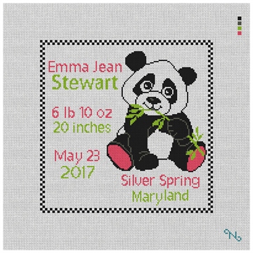 Panda Birth Announcement Needlepoint Pillow Kit