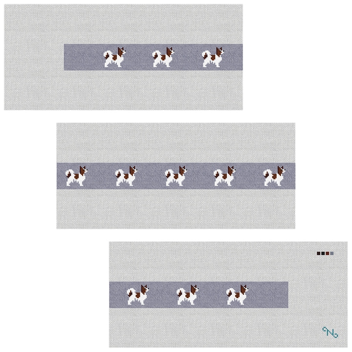 Papillon Needlepoint Belt Kit Stitched Preview
