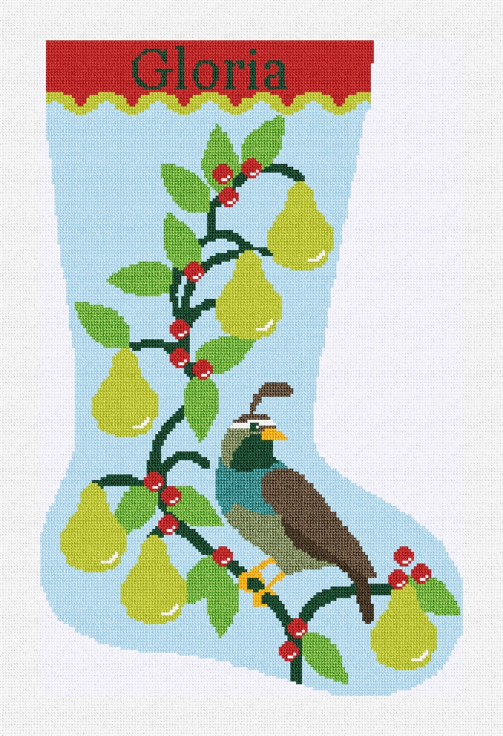 Partridge In A Pear Tree Needlepoint Stocking Kit