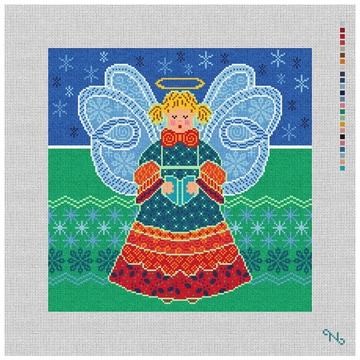 Patch Angel Needlepoint Kit Stitched Preview