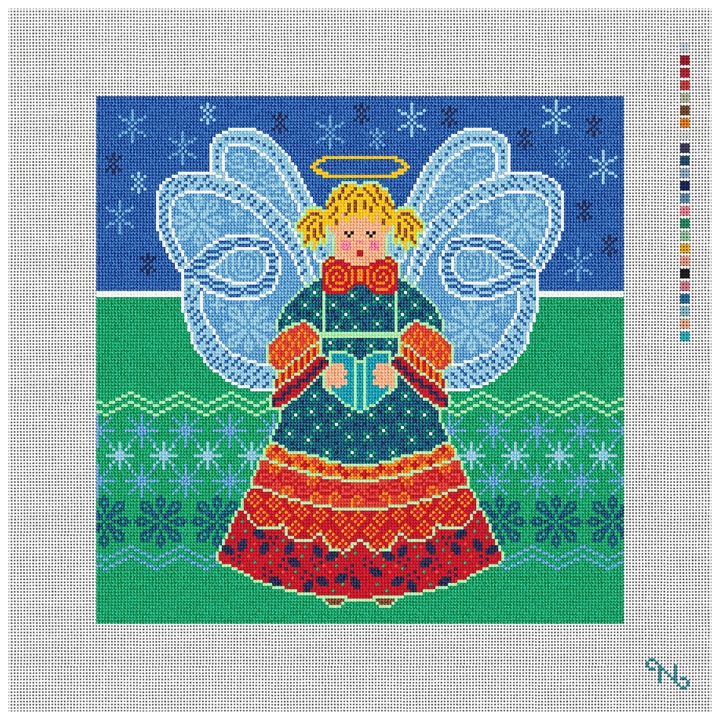 Patch Angel Needlepoint Kit Stitched Preview