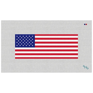 Patriotic US Flag Needlepoint Wallet Kit Stitched Preview