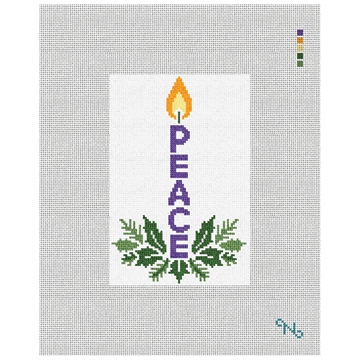 Peace Advent Candle Needlepoint Ornament Kit Stitched Preview