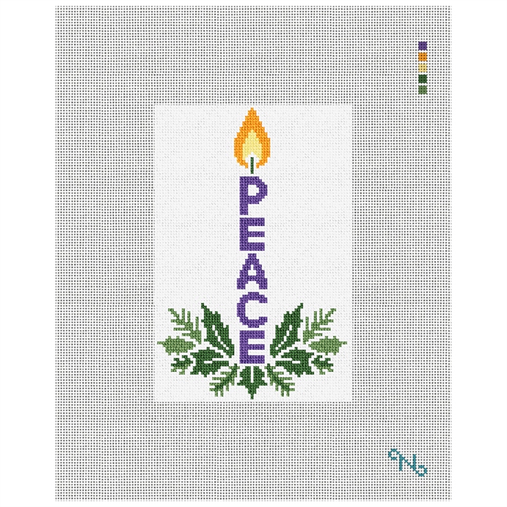 Peace Advent Candle Needlepoint Ornament Kit Stitched Preview