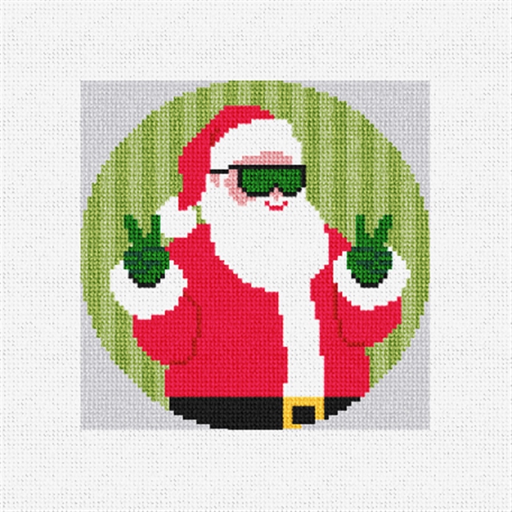 Peace Out Silly Santa Needlepoint Ornament Kit
