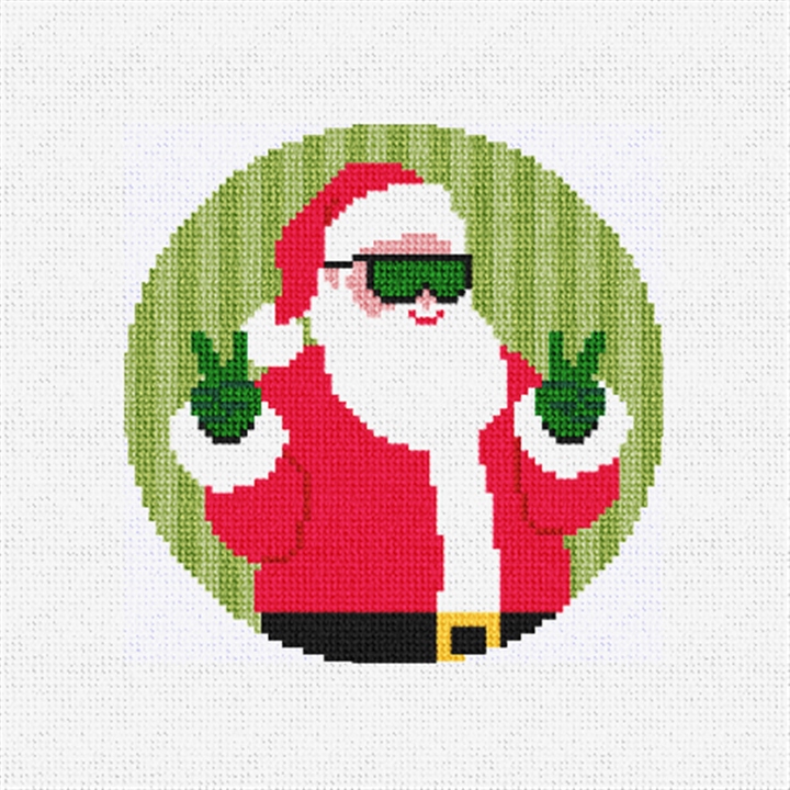 Peace Out Silly Santa Needlepoint Ornament Kit
