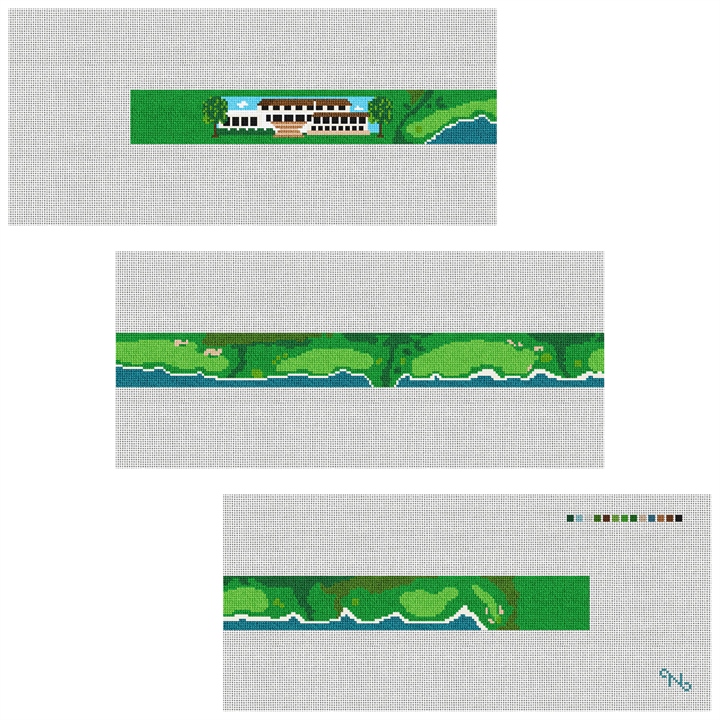 Pebble Beach Golf Course Needlepoint Belt Kit Stitched Preview