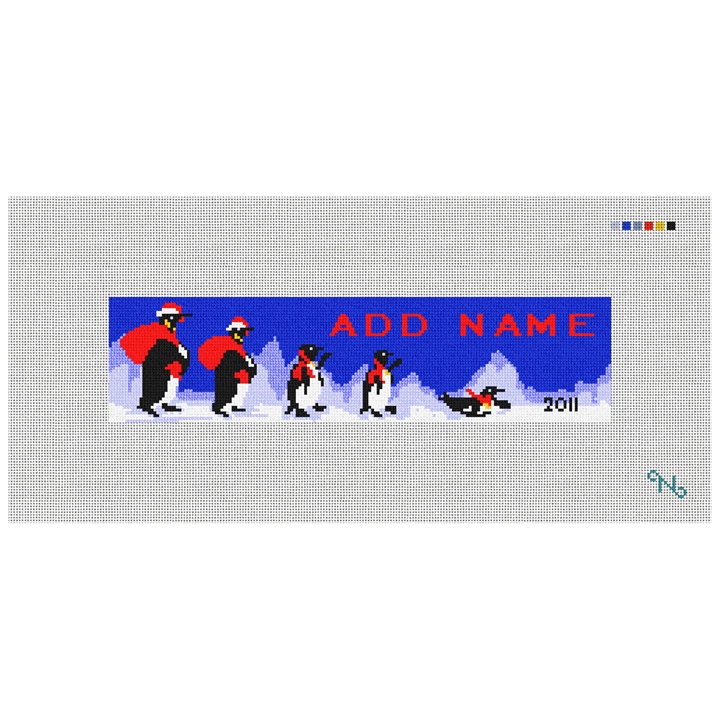 Penguin Needlepoint Ornament Kit Stitched Preview