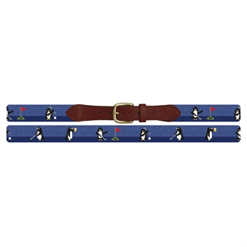 Penguins on Par Needlepoint Belt
