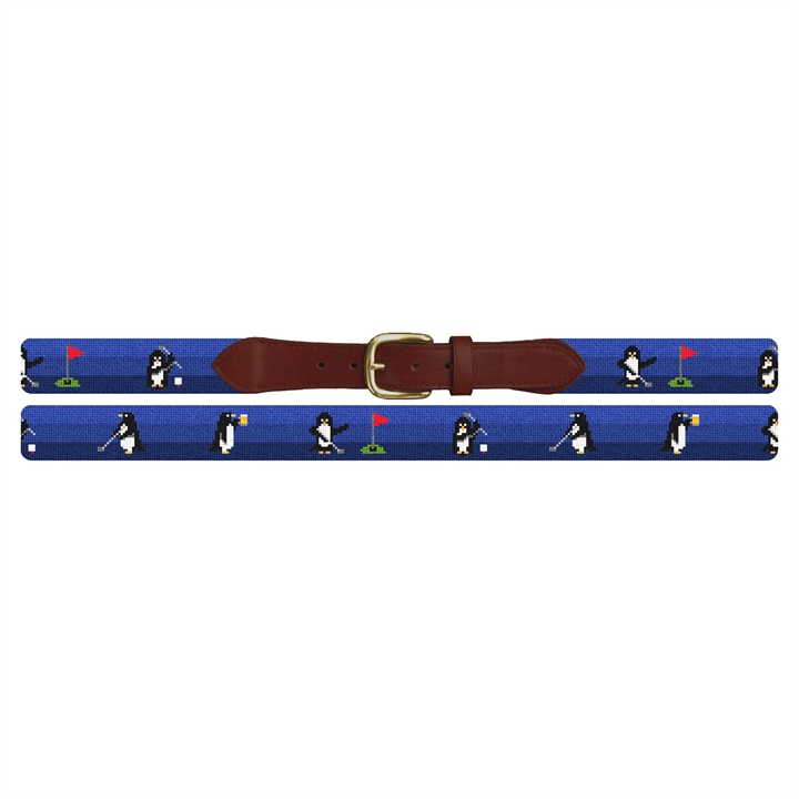 Penguins on Par Needlepoint Belt