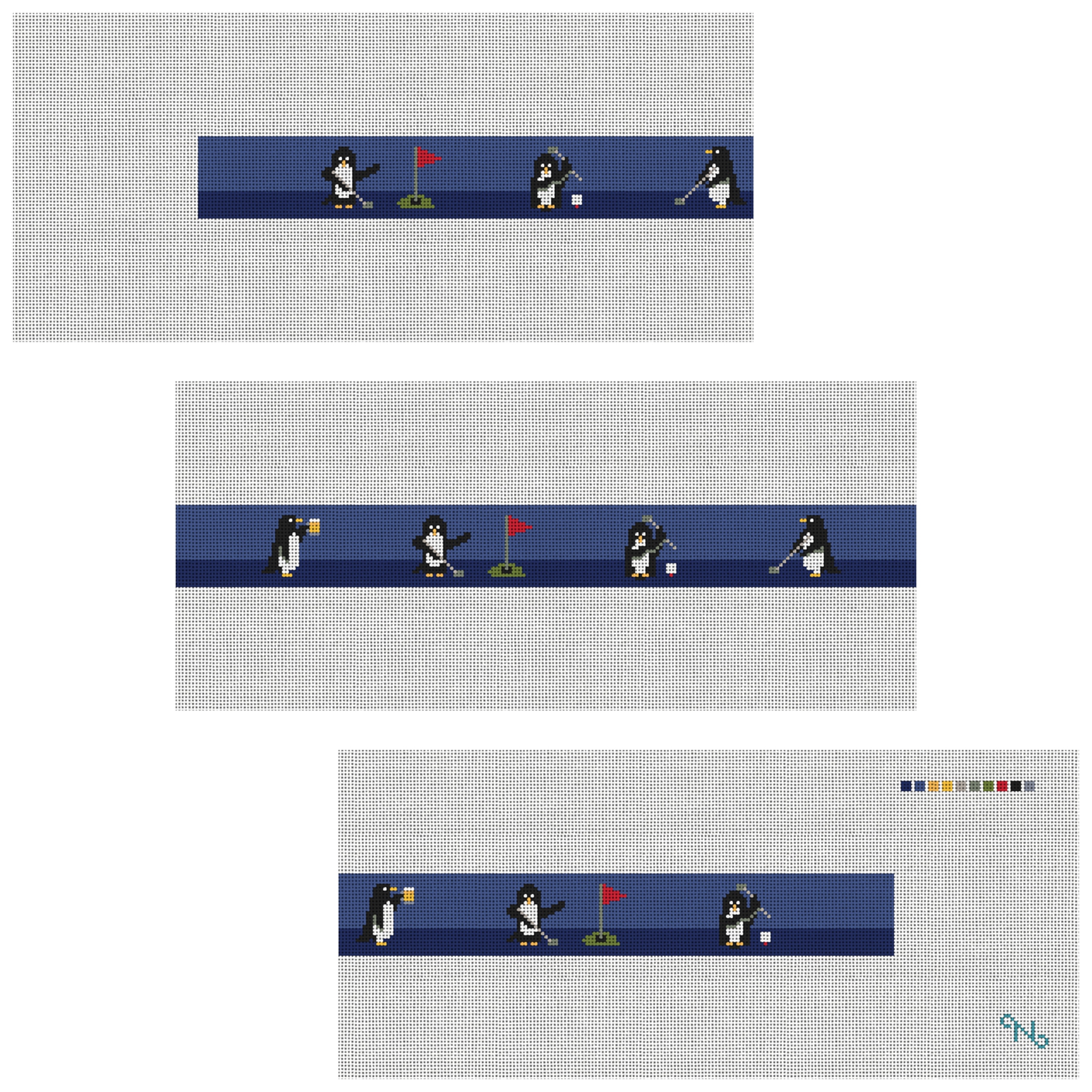 Penguins On Par Needlepoint Belt Kit