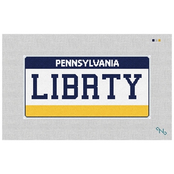 Pennsylvania Vanity Plate Needlepoint Pillow Kit Stitched Preview