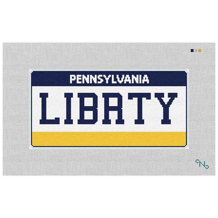 Pennsylvania Vanity Plate Needlepoint Pillow Kit Stitched Preview
