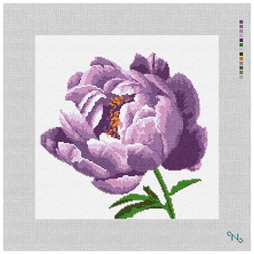 Peony Needlepoint Pillow Kit Stitched Preview