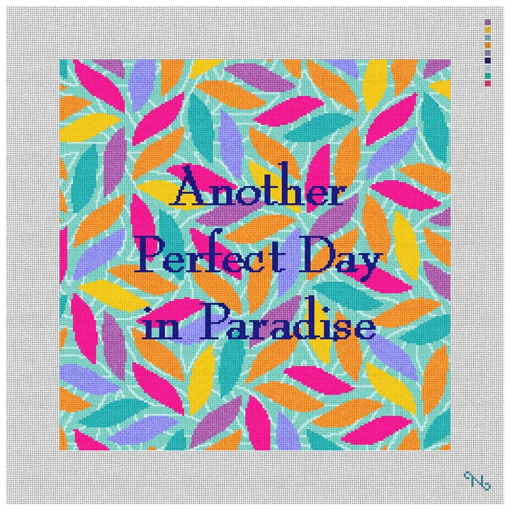 Perfect Day Needlepoint Pillow Kit Stitched Preview