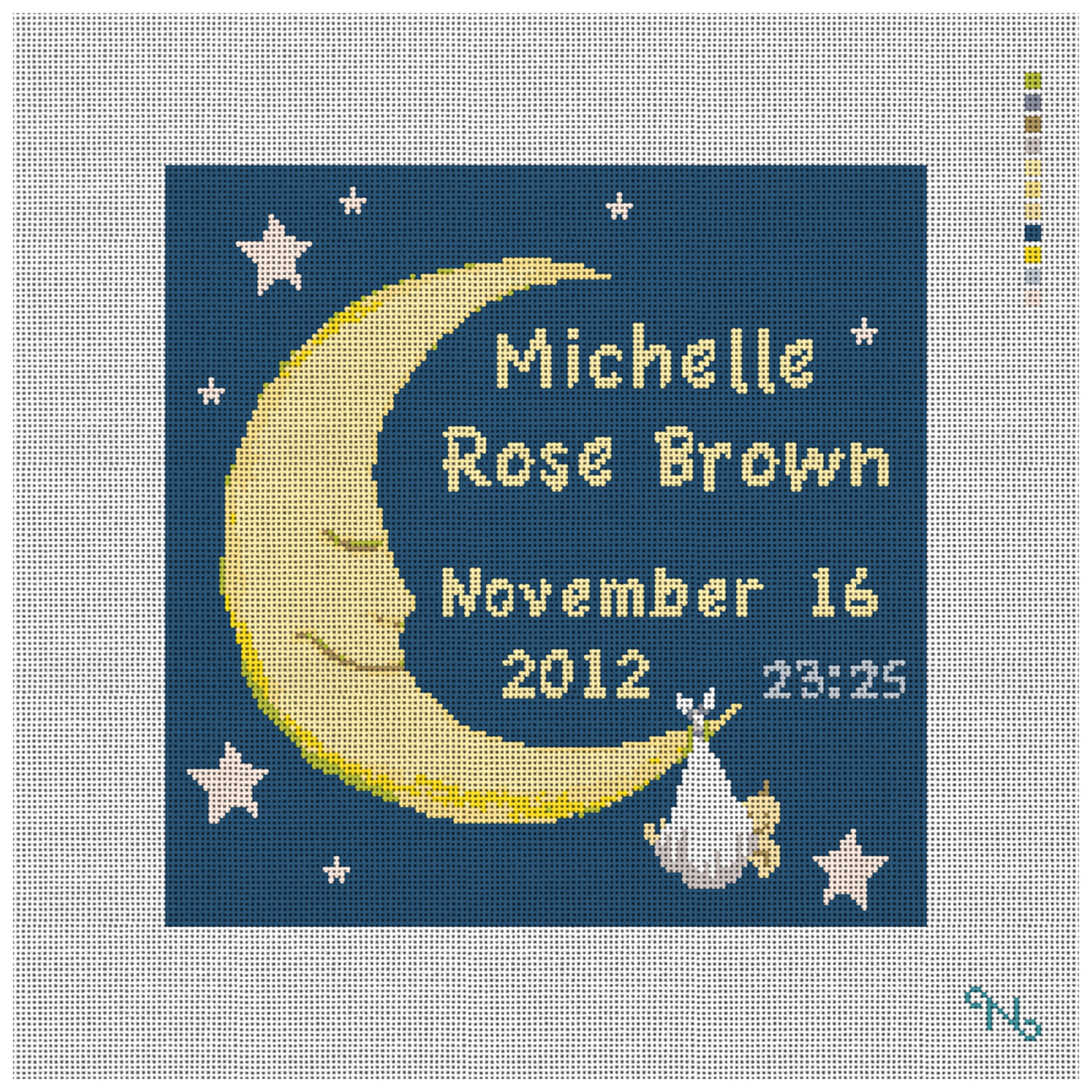 Personalized Baby and Moon Needlepoint Kit