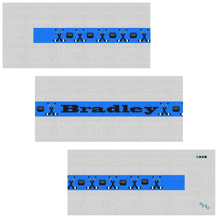 Personalized Hockey Needlepoint Belt Kit Stitched Preview