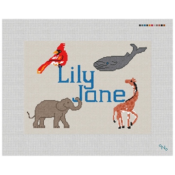 Personalized Kids Name Needlepoint Pillow Kit Stitched Preview