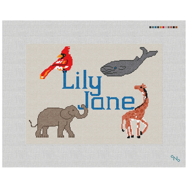Personalized Kids Name Needlepoint Pillow Kit Stitched Preview