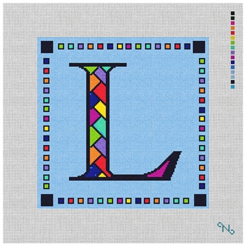 Personalized Letter Pillow Needlepoint Kit Stitched Preview