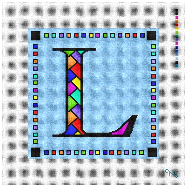 Personalized Letter Pillow Needlepoint Kit Stitched Preview