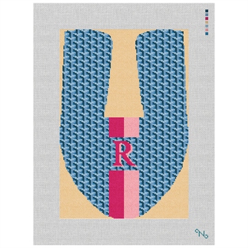 Personalized Mod Slipper Needlepoint Kit Stitched Preview
