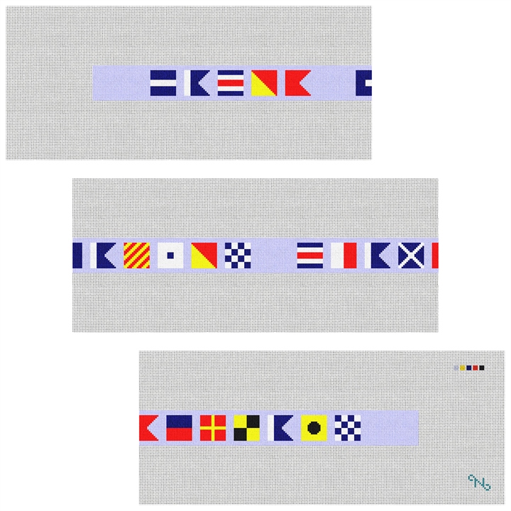 Personalized Nautical Flag Needlepoint Belt Kit Stitched Preview