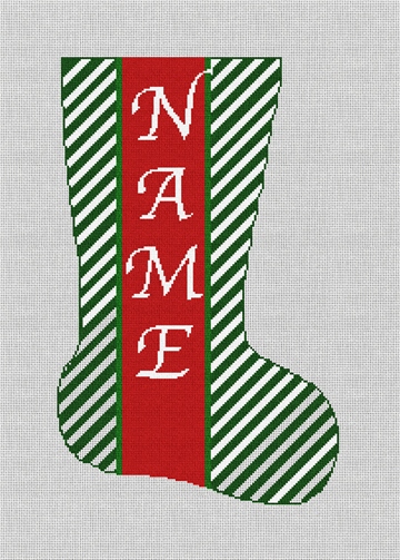 Personalized Needlepoint Christmas Stocking Kit Stitched Preview