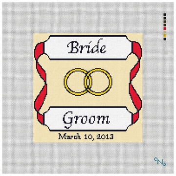 Personalized Red Ribbon Ring Bearer Pillow Kit Stitched Preview