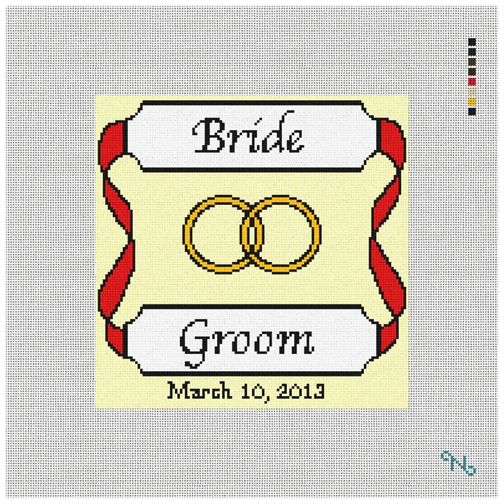 Personalized Red Ribbon Ring Bearer Pillow Kit Stitched Preview
