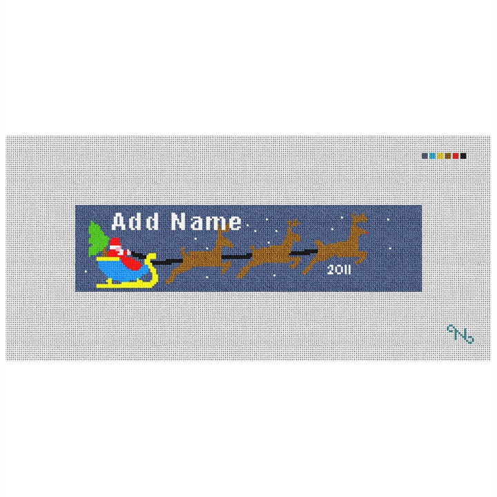 Personalized Santa Needlepoint Ornament Kit Stitched Preview
