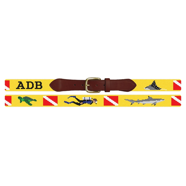 Personalized Scuba Diving Needlepoint Belt