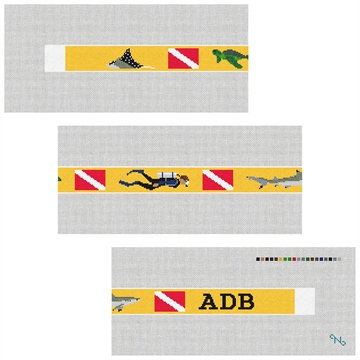 Personalized Scuba Diving Needlepoint Belt Kit Stitched Preview