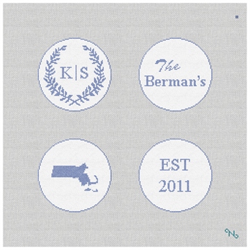 Personalized Wedding Coaster Set Needlepoint Kit Stitched Preview