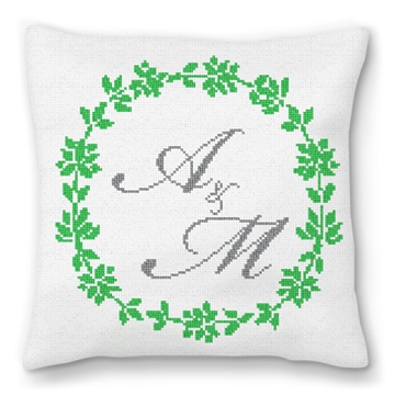 Personalized Wreath Needlepoint Wedding Pillow