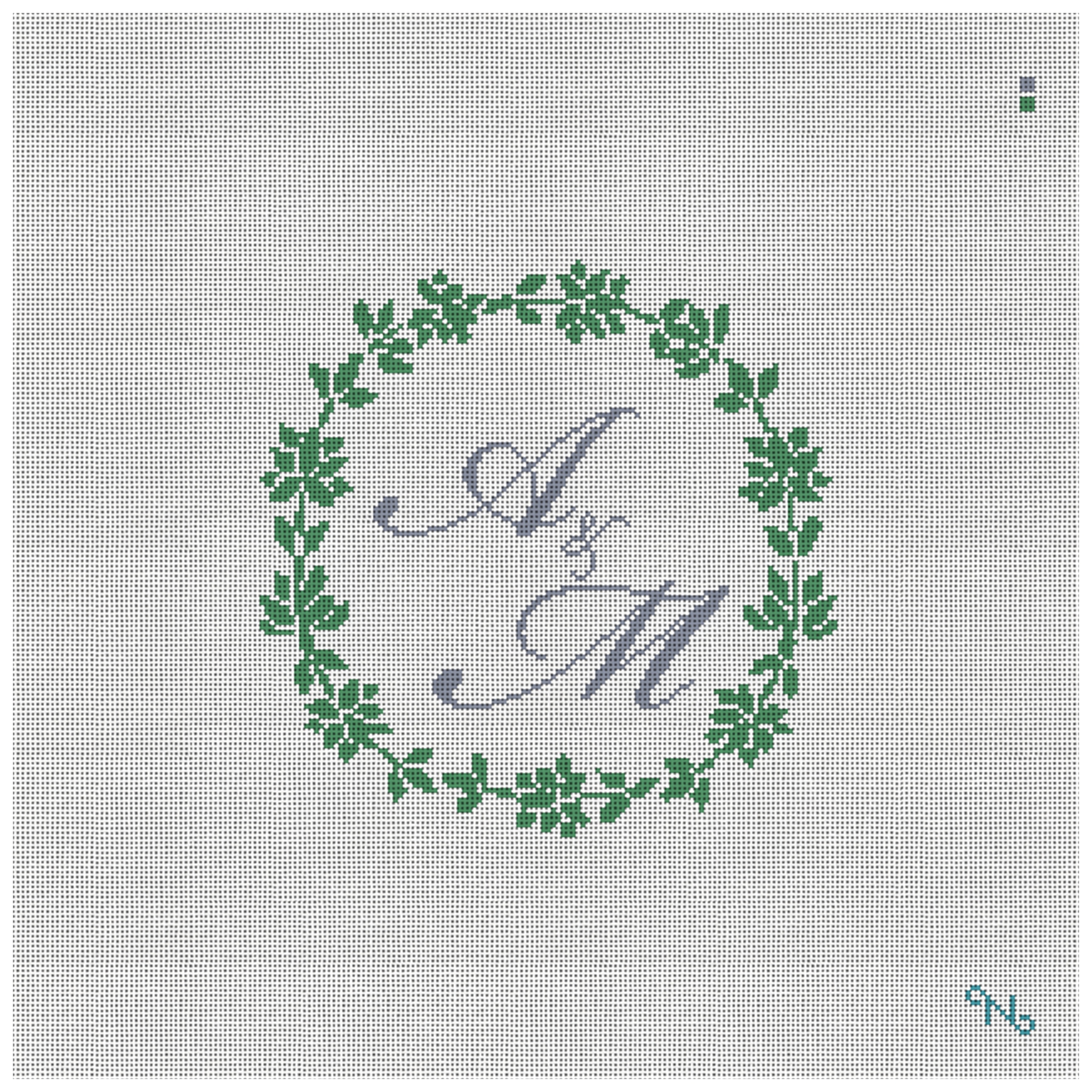 Personalized Wreath Needlepoint Wedding Pillow Kit