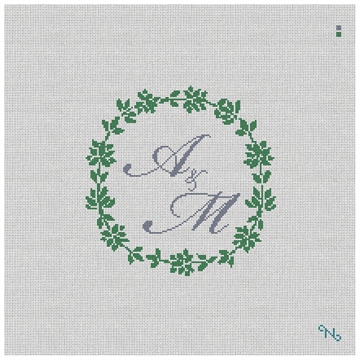 Personalized Wreath Needlepoint Wedding Pillow Kit