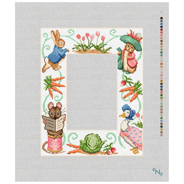 Peter Rabbit Picture Frame Needlepoint Kit Stitched Preview