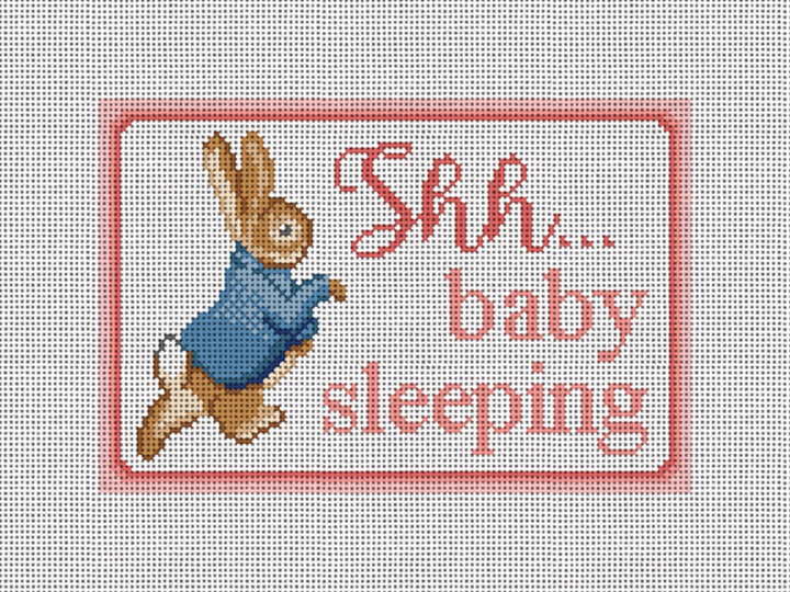 Peter Rabbit Pink Needlepoint Door Hanger Kit NeedlePaint