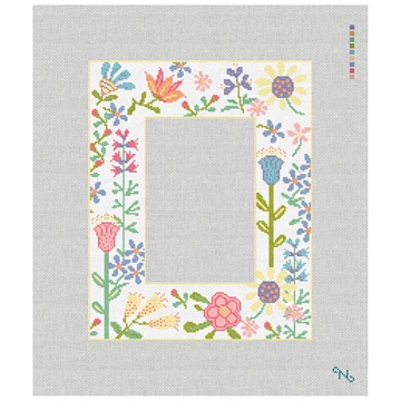 Petite Floral Picture Frame Needlepoint Kit Stitched Preview