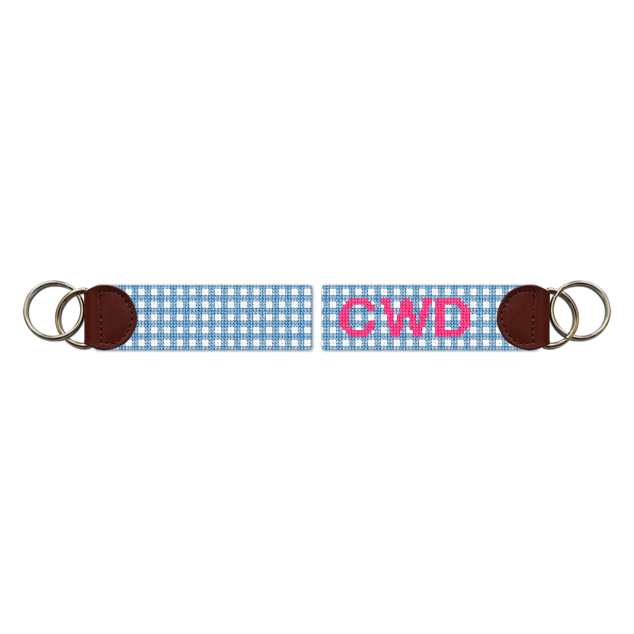 Petite Preppy Gingham Needlepoint Key Fob