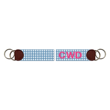Petite Preppy Gingham Needlepoint Key Fob