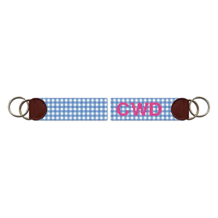 Petite Preppy Gingham Needlepoint Key Fob 